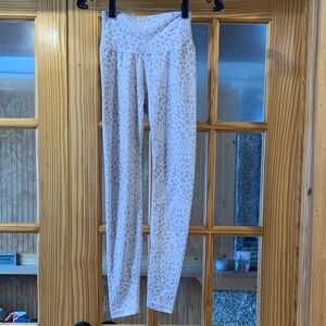 Women's Allfenix Gray Leopard Print High Waist Stretchy Athletic Leggings XS